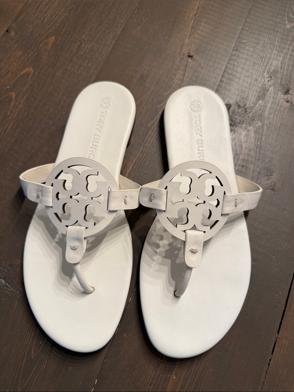 Tory Burch Miller Sandals New Ivory Size 8 Excellent Condition